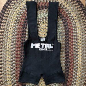 Vintage 90s Black Metal King Pro Deadlifter Single Ply Deadlift Suit ~ Size L